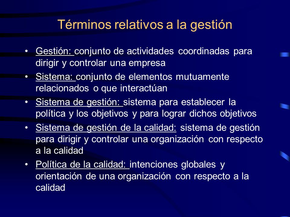 Términos relativos a la gestión