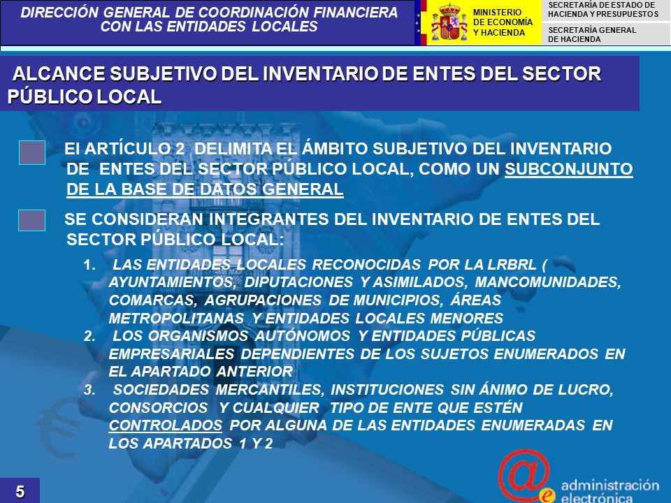 ALCANCE SUBJETIVO DEL INVENTARIO DE ENTES DEL SECTOR PÚBLICO LOCAL