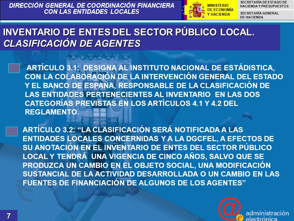 INVENTARIO DE ENTES DEL SECTOR PÚBLICO LOCAL. CLASIFICACIÓN DE AGENTES