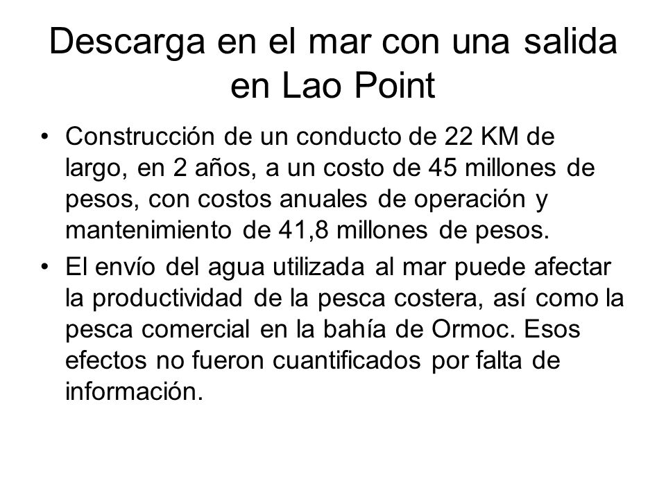 Descarga en el mar con una salida en Lao Point