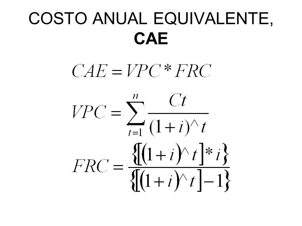 COSTO ANUAL EQUIVALENTE, CAE