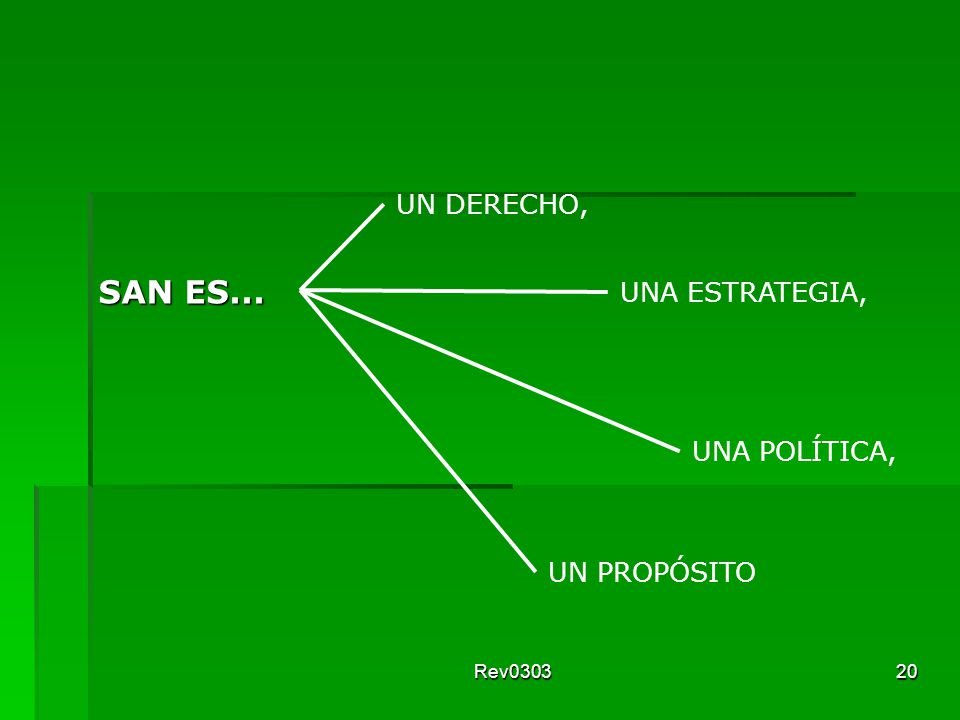 SAN ES... UN DERECHO, UNA ESTRATEGIA, UNA POLÍTICA, UN PROPÓSITO