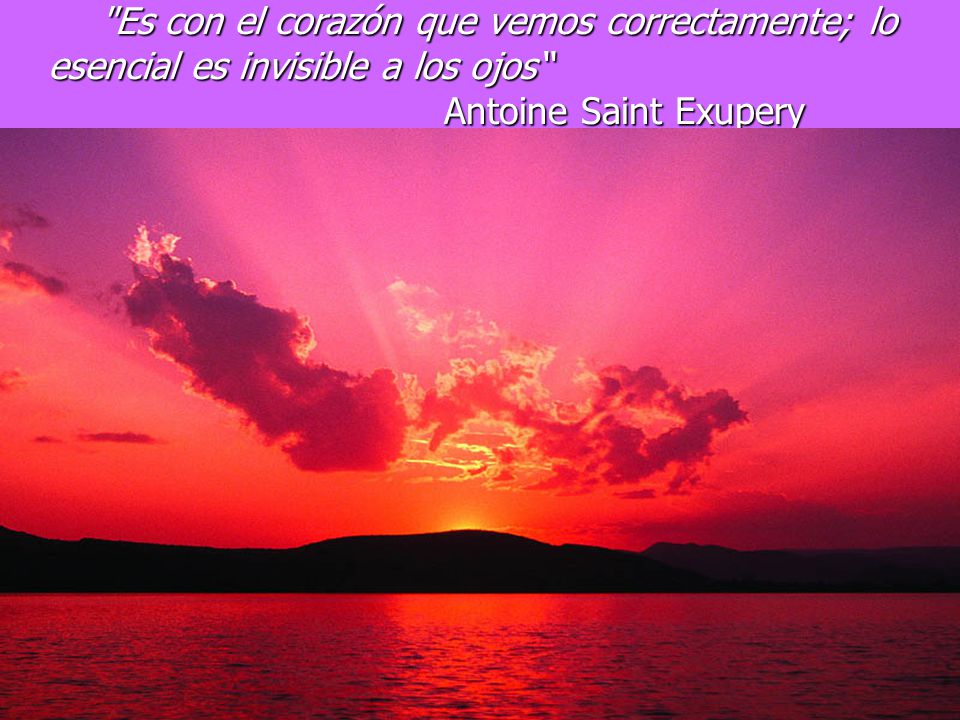 Es con el corazón que vemos correctamente; lo esencial es invisible a los ojos Antoine Saint Exupery El principito