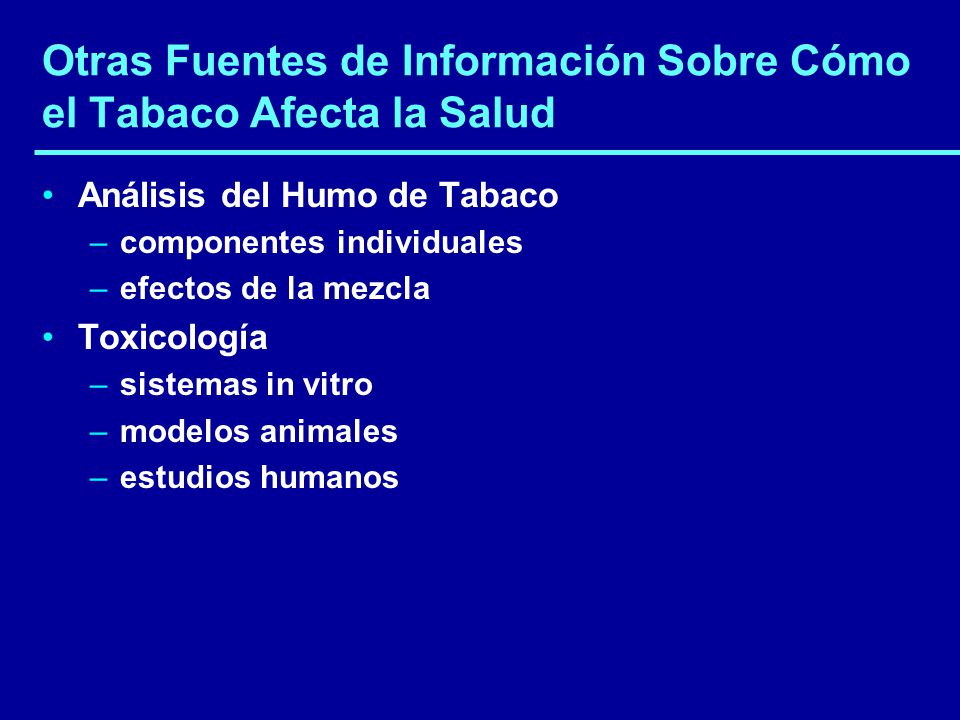 Otras Fuentes de Información Sobre Cómo el Tabaco Afecta la Salud