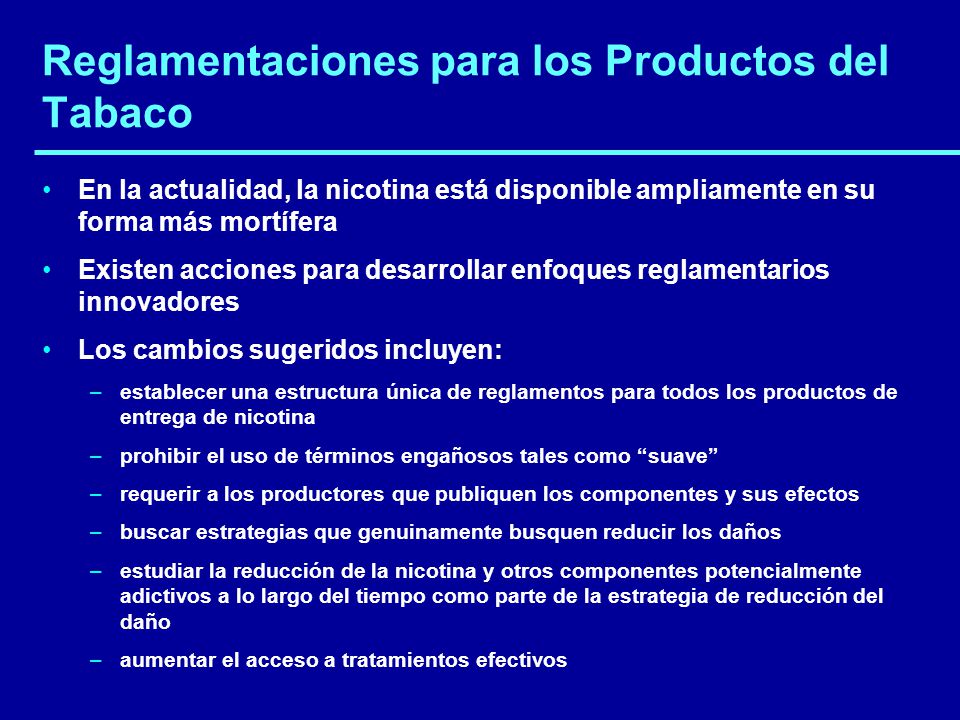 Reglamentaciones para los Productos del Tabaco