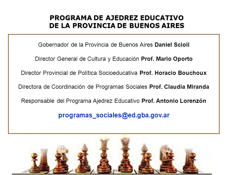 PROGRAMA DE AJEDREZ EDUCATIVO DE LA PROVINCIA DE BUENOS AIRES