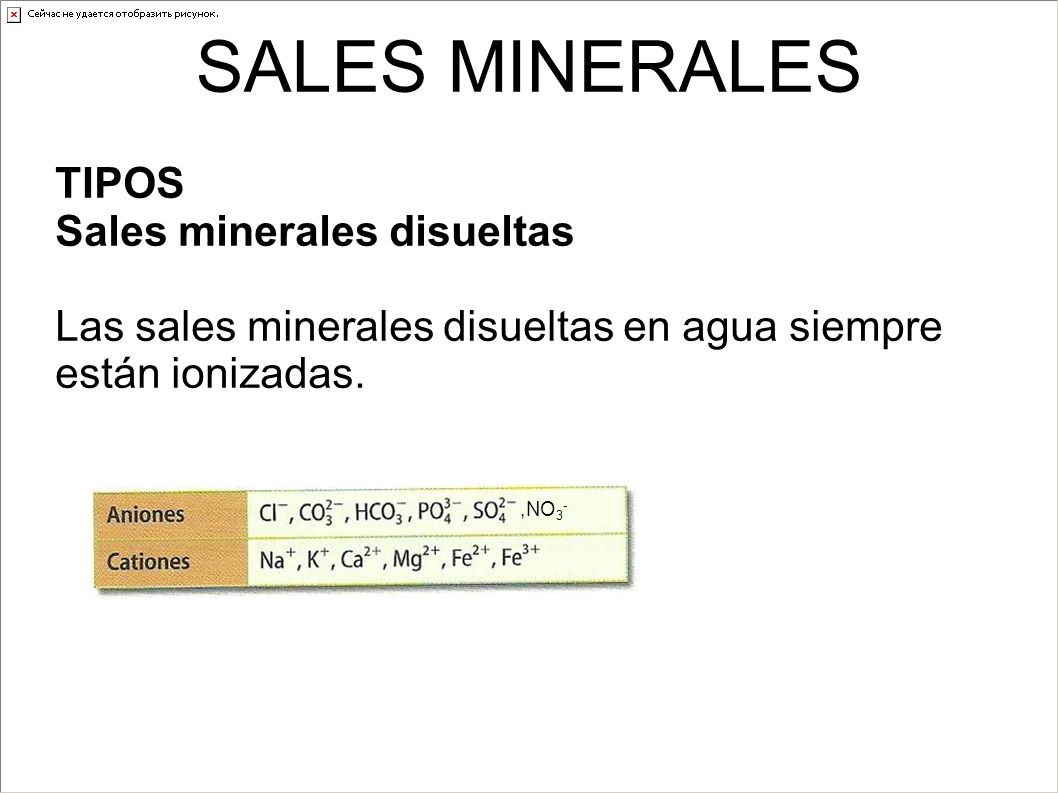 SALES MINERALES TIPOS Sales minerales disueltas