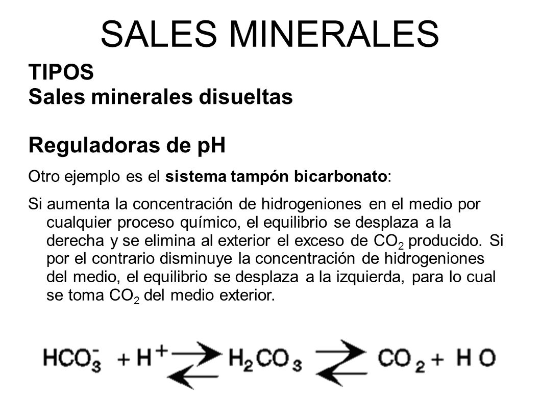 SALES MINERALES TIPOS Sales minerales disueltas Reguladoras de pH