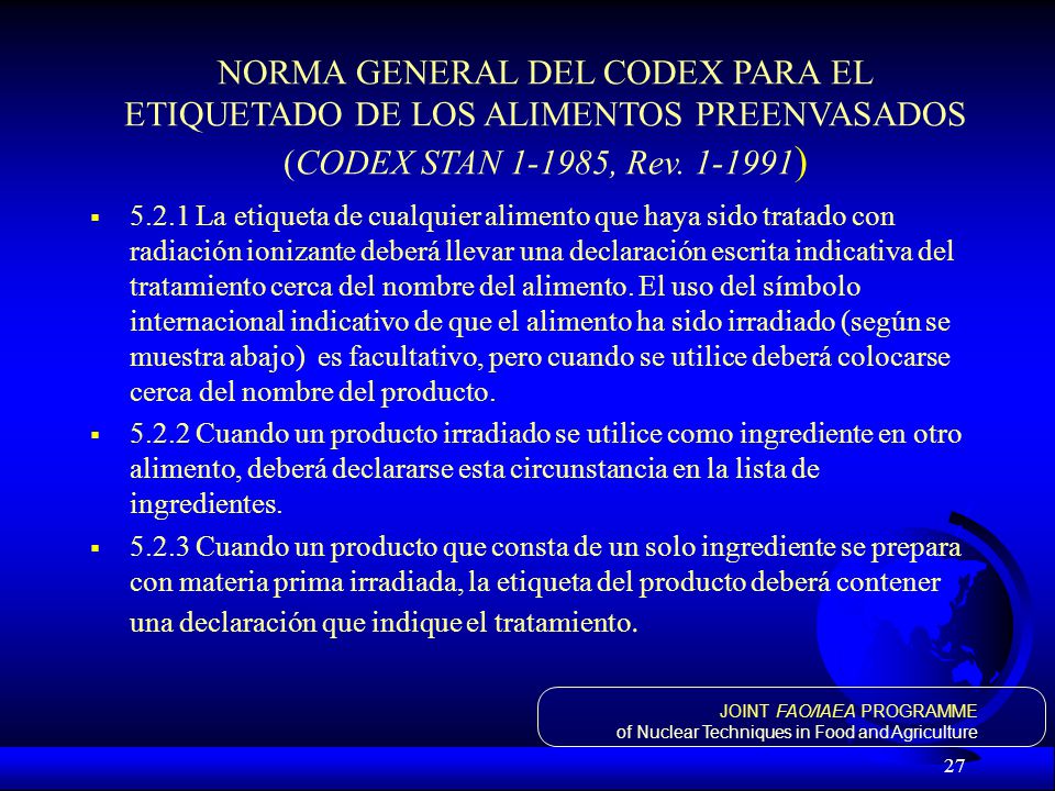 NORMA GENERAL DEL CODEX PARA EL ETIQUETADO DE LOS ALIMENTOS PREENVASADOS (CODEX STAN , Rev )