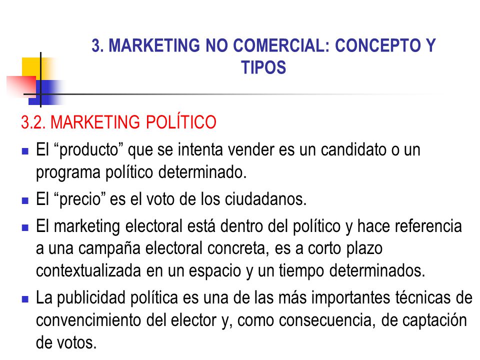 3. MARKETING NO COMERCIAL: CONCEPTO Y TIPOS