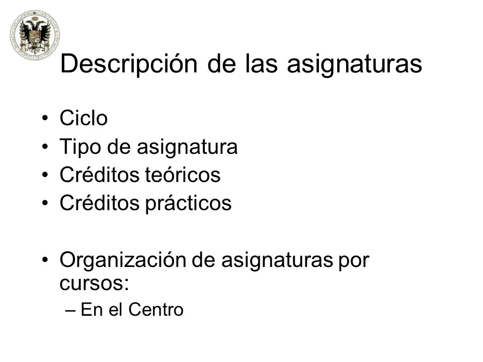 Descripción de las asignaturas
