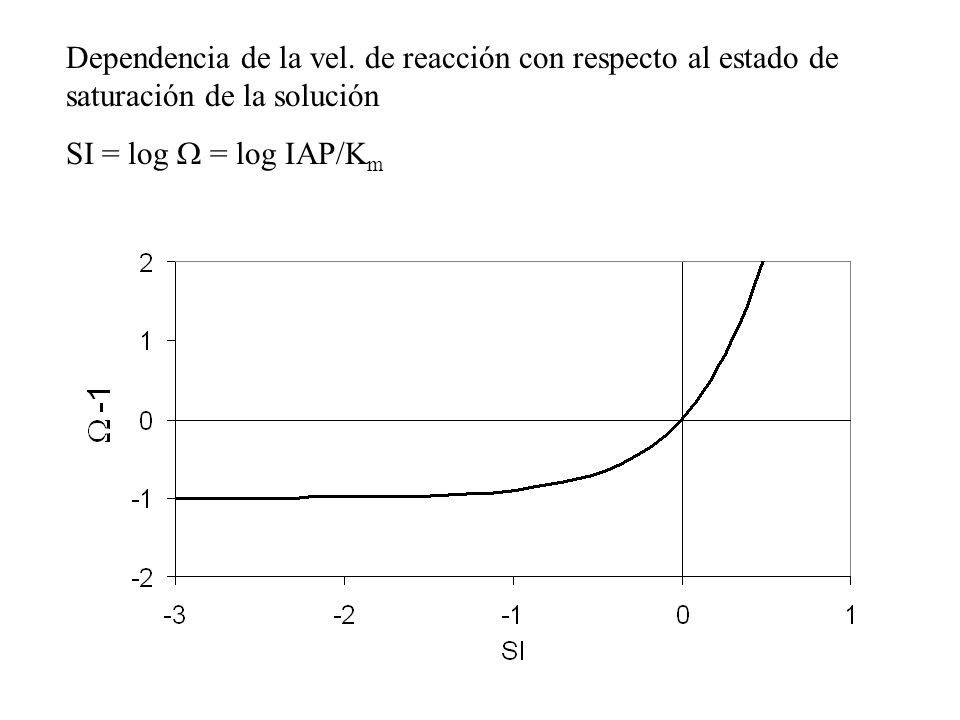 Dependencia de la vel. de reacción con respecto al estado de saturación de la solución