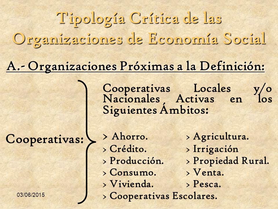 Tipología Crítica de las Organizaciones de Economía Social