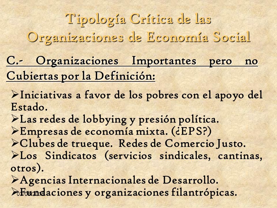 Tipología Crítica de las Organizaciones de Economía Social