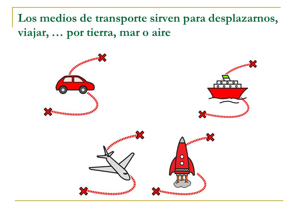 Los medios de transporte sirven para desplazarnos, viajar, … por tierra, mar o aire