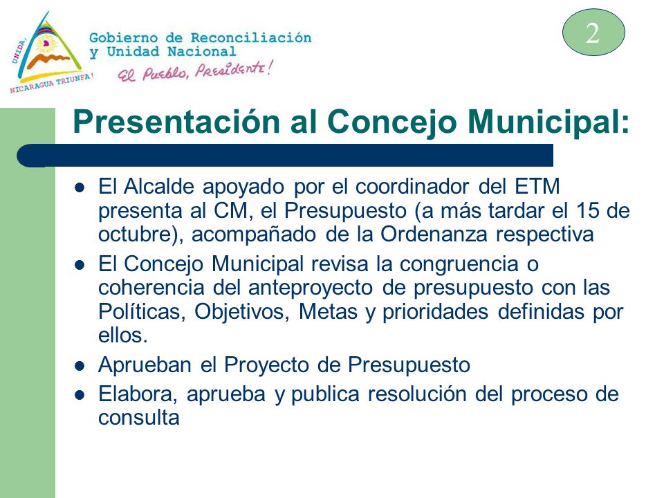 Presentación al Concejo Municipal: