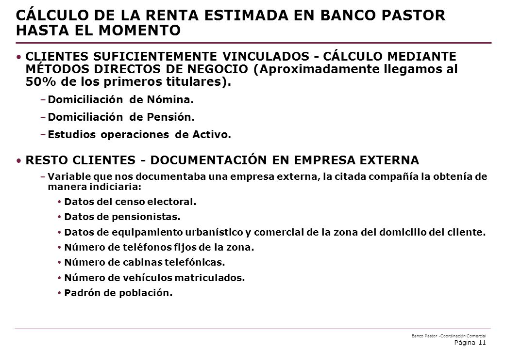 CÁLCULO DE LA RENTA ESTIMADA EN BANCO PASTOR HASTA EL MOMENTO