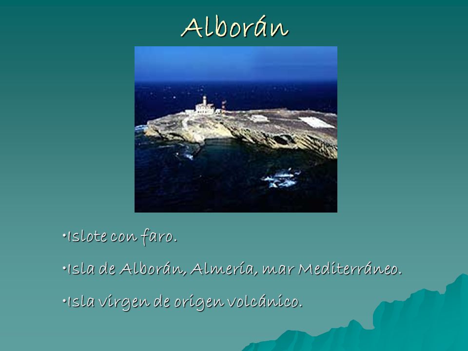 Alborán Islote con faro. Isla de Alborán, Almería, mar Mediterráneo.