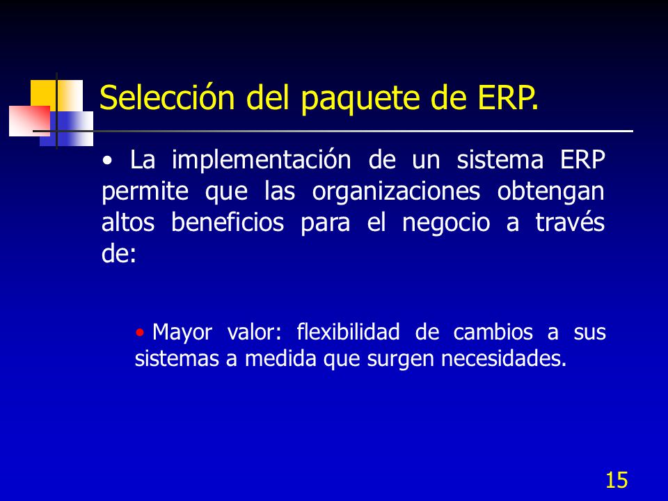 Selección del paquete de ERP.