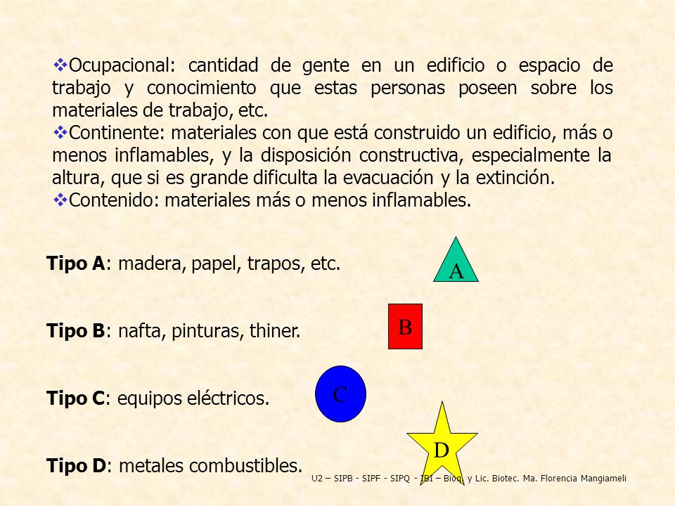 Ocupacional: cantidad de gente en un edificio o espacio de trabajo y conocimiento que estas personas poseen sobre los materiales de trabajo, etc.