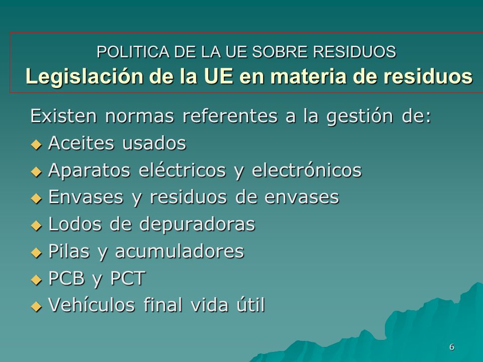 Existen normas referentes a la gestión de: Aceites usados
