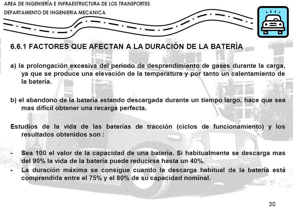 6.6.1 FACTORES QUE AFECTAN A LA DURACIÓN DE LA BATERÍA