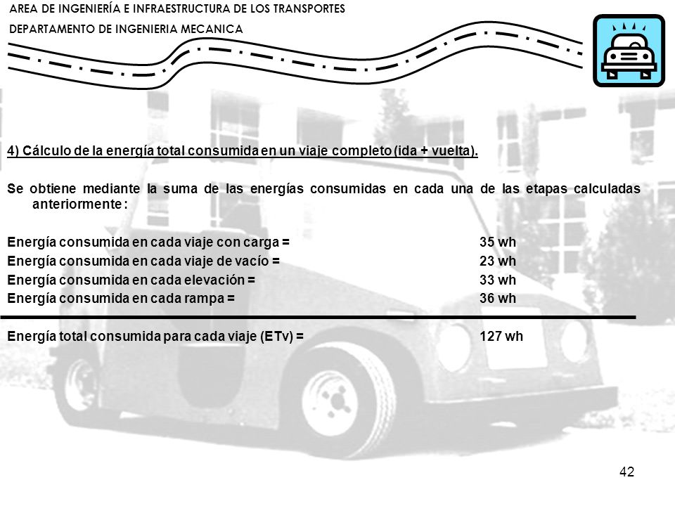 4) Cálculo de la energía total consumida en un viaje completo (ida + vuelta).