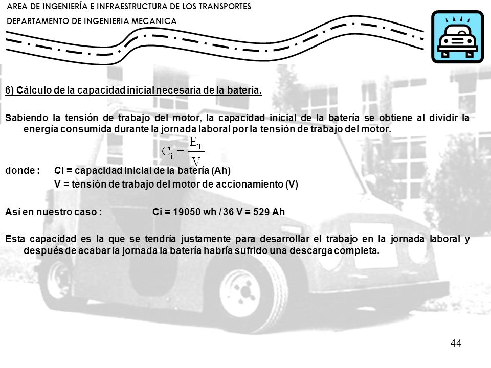 6) Cálculo de la capacidad inicial necesaria de la batería.