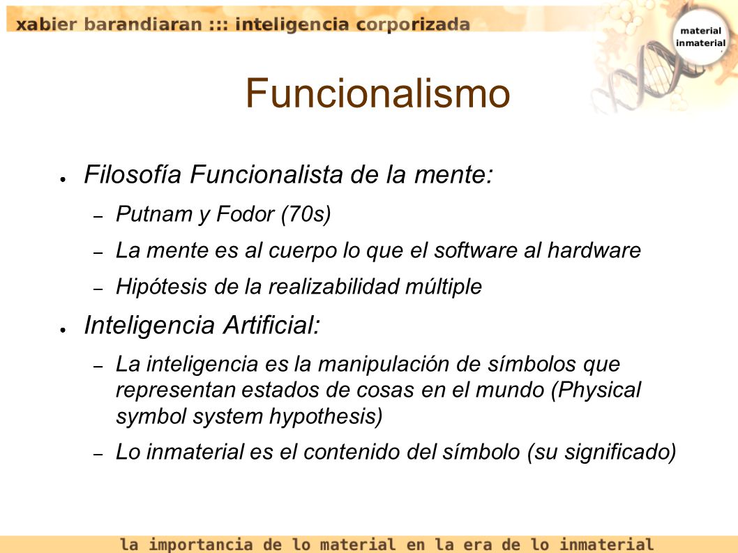 Funcionalismo Filosofía Funcionalista de la mente: