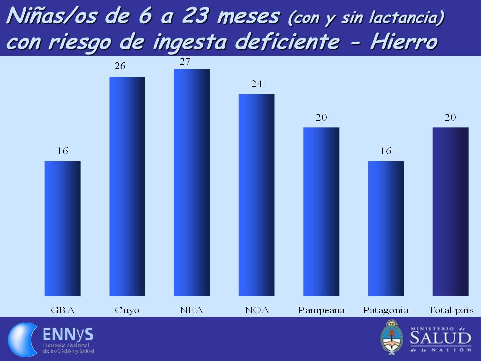 Niñas/os de 6 a 23 meses (con y sin lactancia) con riesgo de ingesta deficiente - Hierro