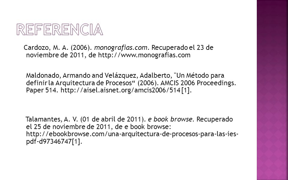 REFERENCIA Cardozo, M. A. (2006). monografias.com. Recuperado el 23 de noviembre de 2011, de