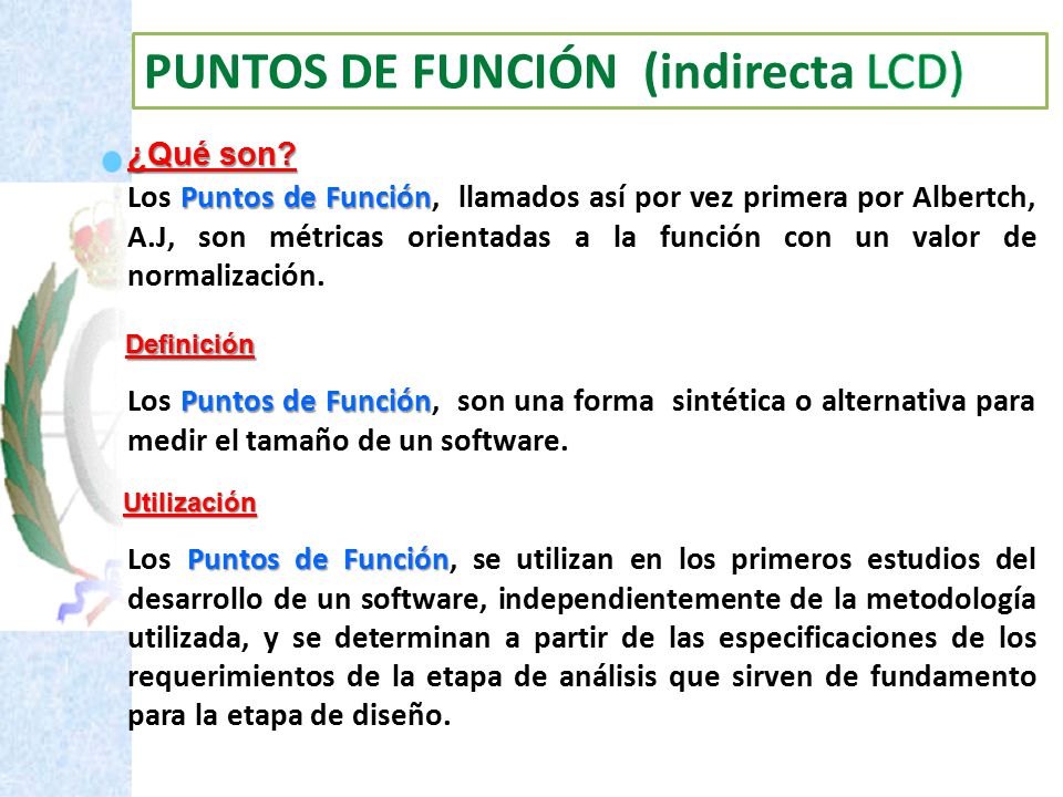 PUNTOS DE FUNCIÓN (indirecta LCD)