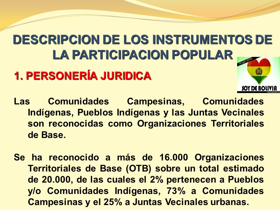 DESCRIPCION DE LOS INSTRUMENTOS DE LA PARTICIPACION POPULAR