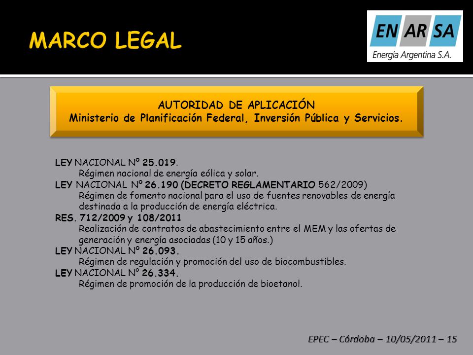 MARCO LEGAL AUTORIDAD DE APLICACIÓN
