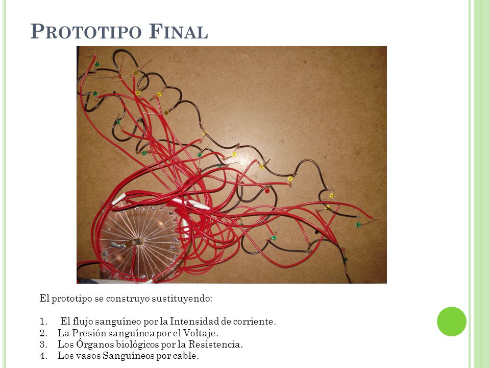 Prototipo Final El prototipo se construyo sustituyendo: