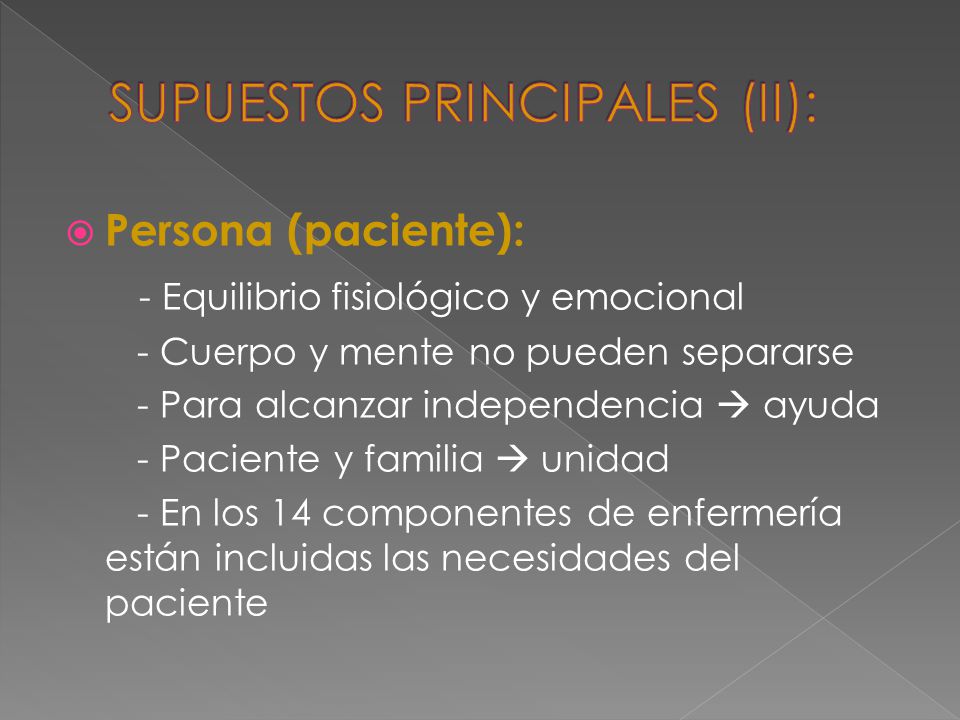 SUPUESTOS PRINCIPALES (II):