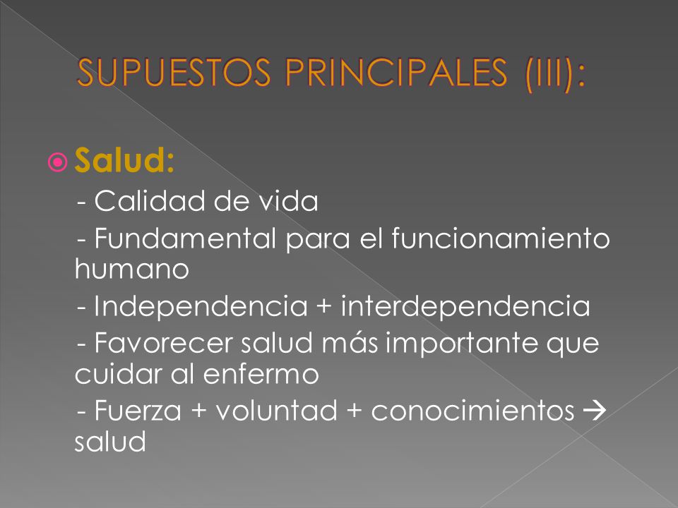 SUPUESTOS PRINCIPALES (III):