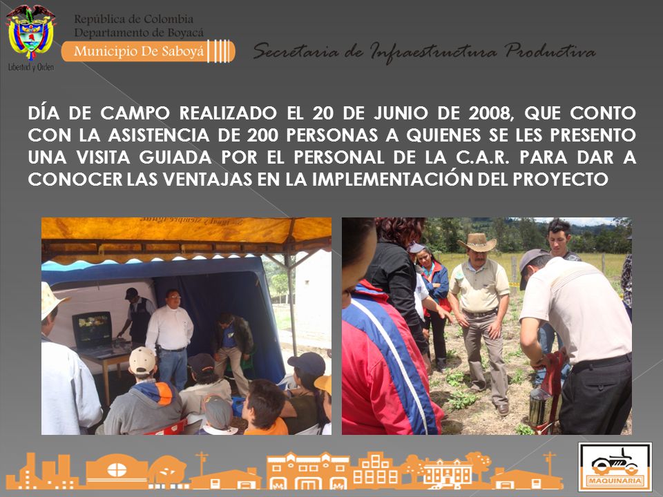 DÍA DE CAMPO REALIZADO EL 20 DE JUNIO DE 2008, QUE CONTO CON LA ASISTENCIA DE 200 PERSONAS A QUIENES SE LES PRESENTO UNA VISITA GUIADA POR EL PERSONAL DE LA C.A.R.