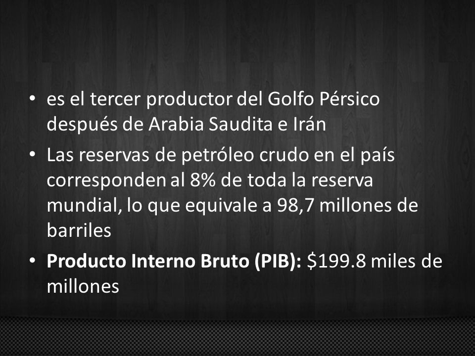 es el tercer productor del Golfo Pérsico después de Arabia Saudita e Irán