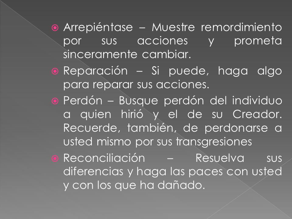 Arrepiéntase – Muestre remordimiento por sus acciones y prometa sinceramente cambiar.