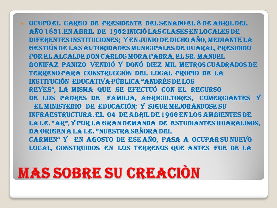 Ocupó el cargo de Presidente del Senado el 8 de abril del año 1831