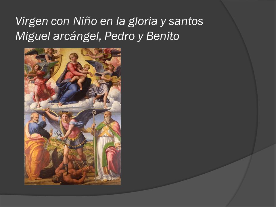 Virgen con Niño en la gloria y santos Miguel arcángel, Pedro y Benito