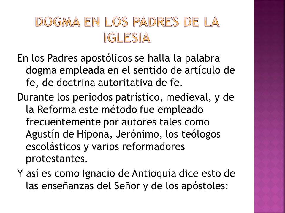 DOGMA EN LOS PADRES DE LA IGLESIA