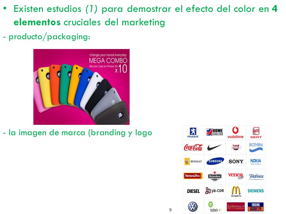 Existen estudios (1) para demostrar el efecto del color en 4 elementos cruciales del marketing
