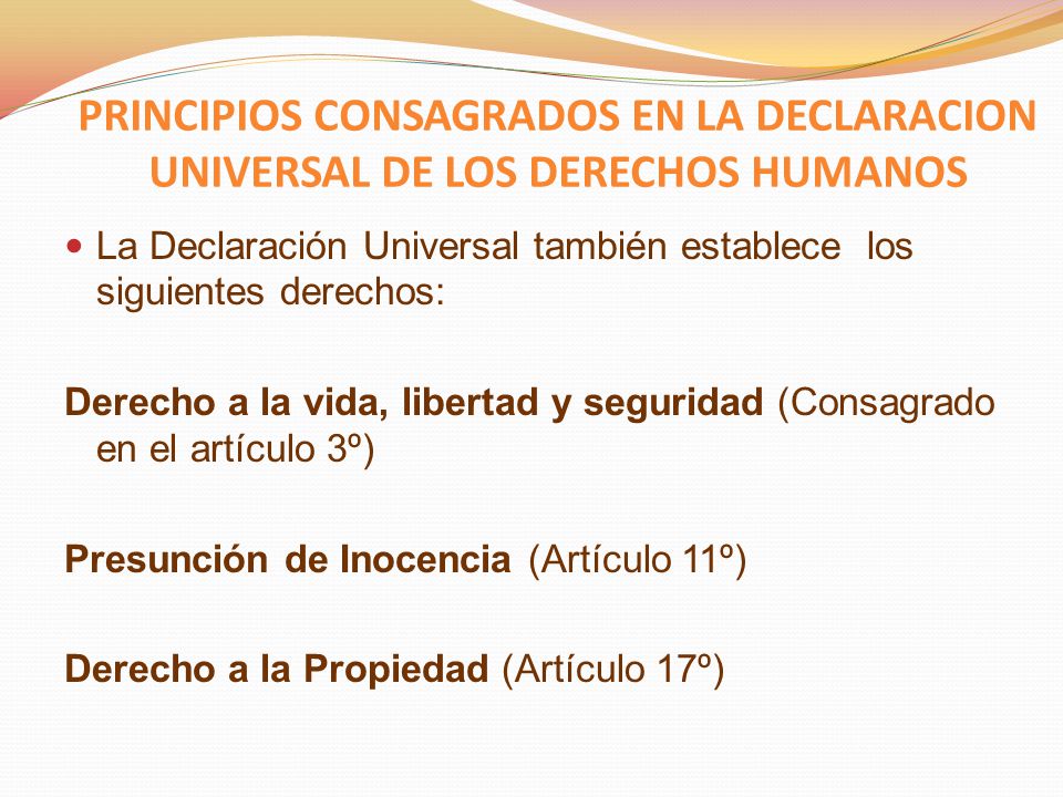 PRINCIPIOS CONSAGRADOS EN LA DECLARACION UNIVERSAL DE LOS DERECHOS HUMANOS