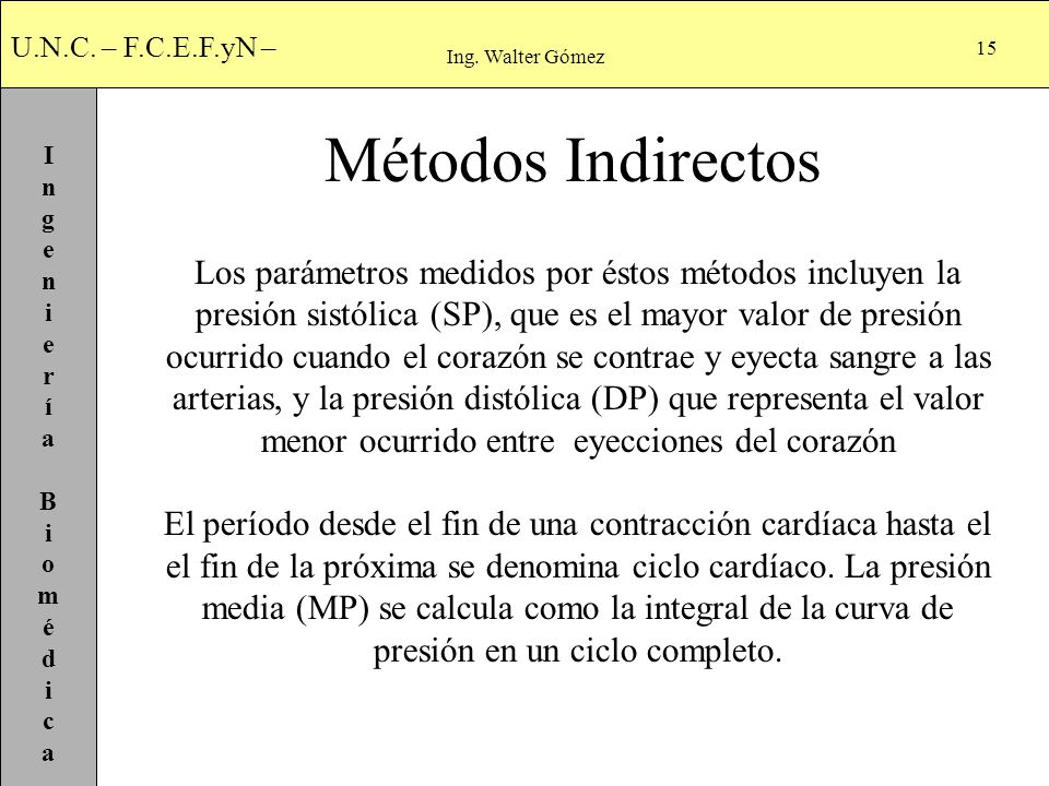 Ing. Walter Gómez Métodos Indirectos.