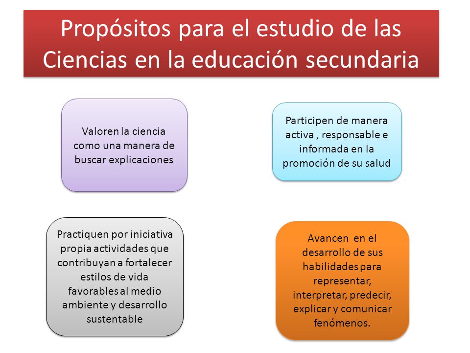 Propósitos para el estudio de las Ciencias en la educación secundaria