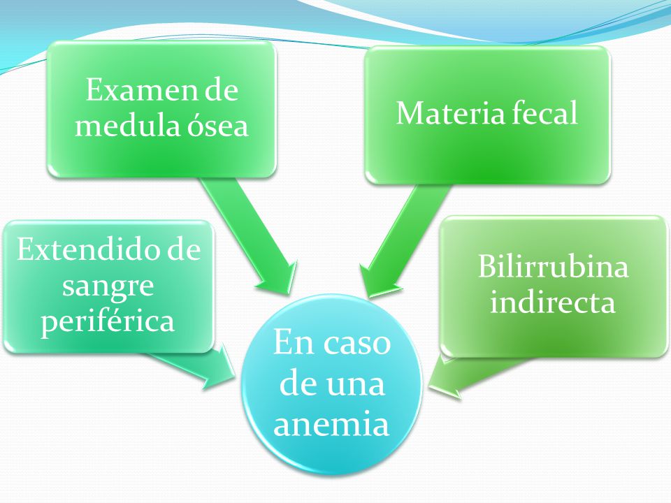 Extendido de sangre periférica Examen de medula ósea Materia fecal