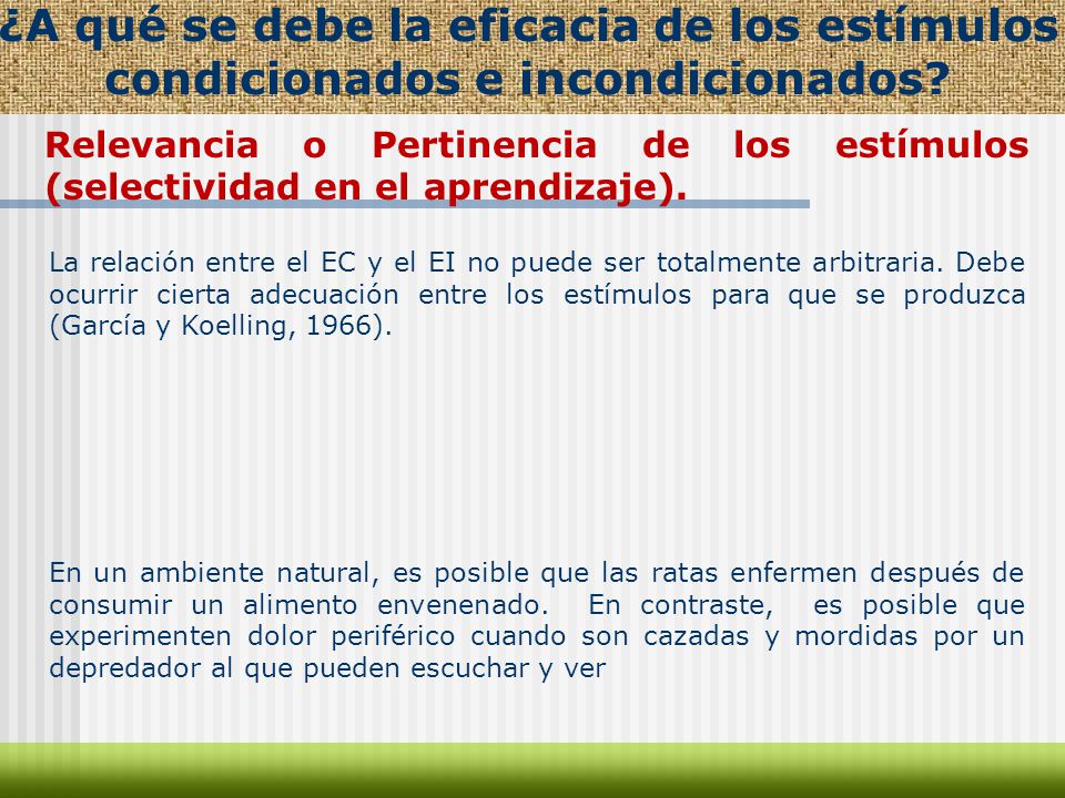 ¿A qué se debe la eficacia de los estímulos condicionados e incondicionados