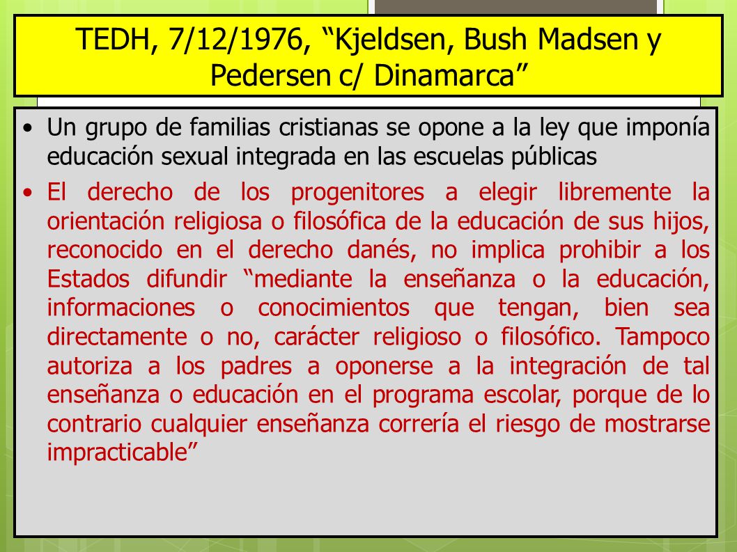 TEDH, 7/12/1976, Kjeldsen, Bush Madsen y Pedersen c/ Dinamarca